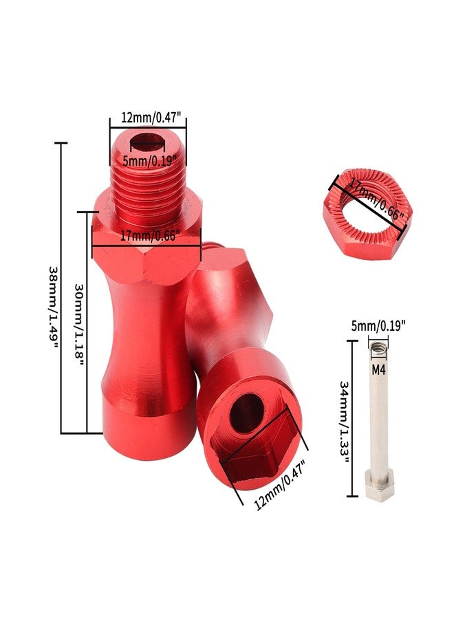 Rchobbytop 4pcs Aluminum 12mm to 17mm Wheel Hex Hub Conversion Adapter for 1/10 RC Buggy SCT Monster Truck Traxxas Redcat Arrma Upgrade Parts, Red - Image 2